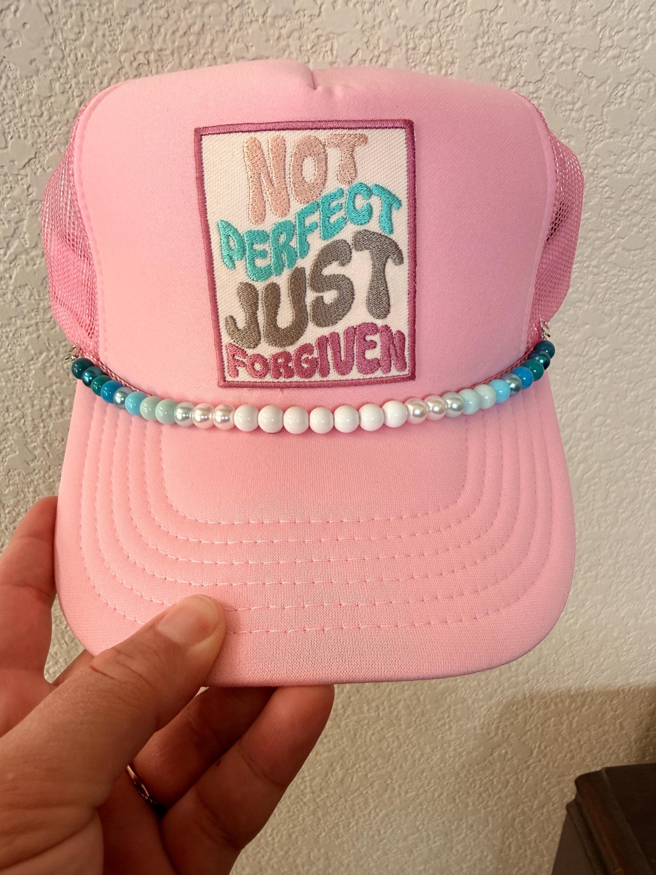 Not Perfect Just Forgiven Pink Trucker Hat