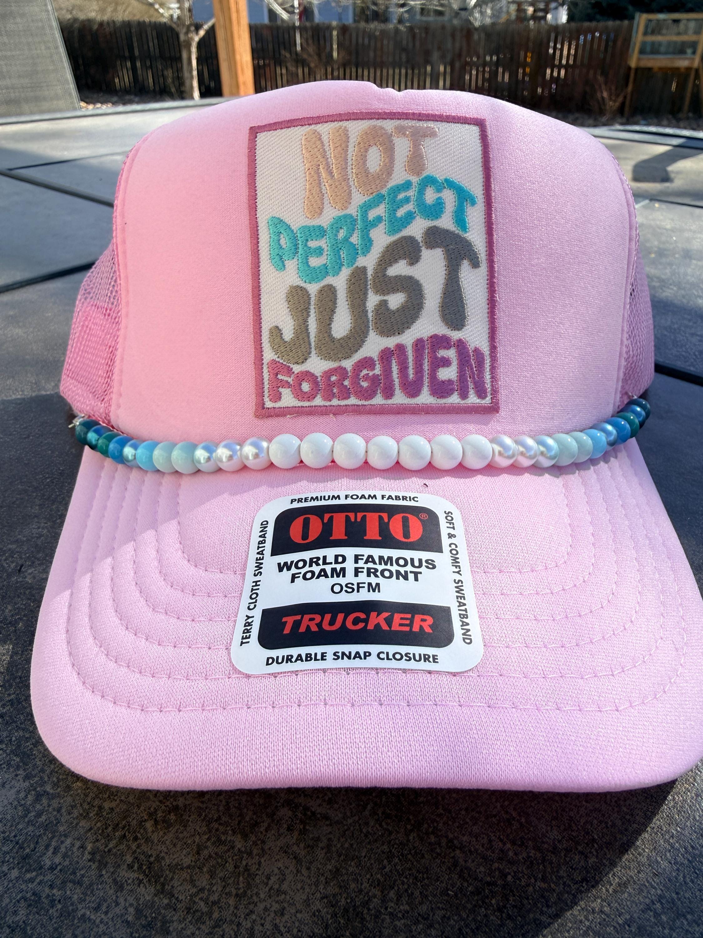 Not Perfect Just Forgiven Pink Trucker Hat