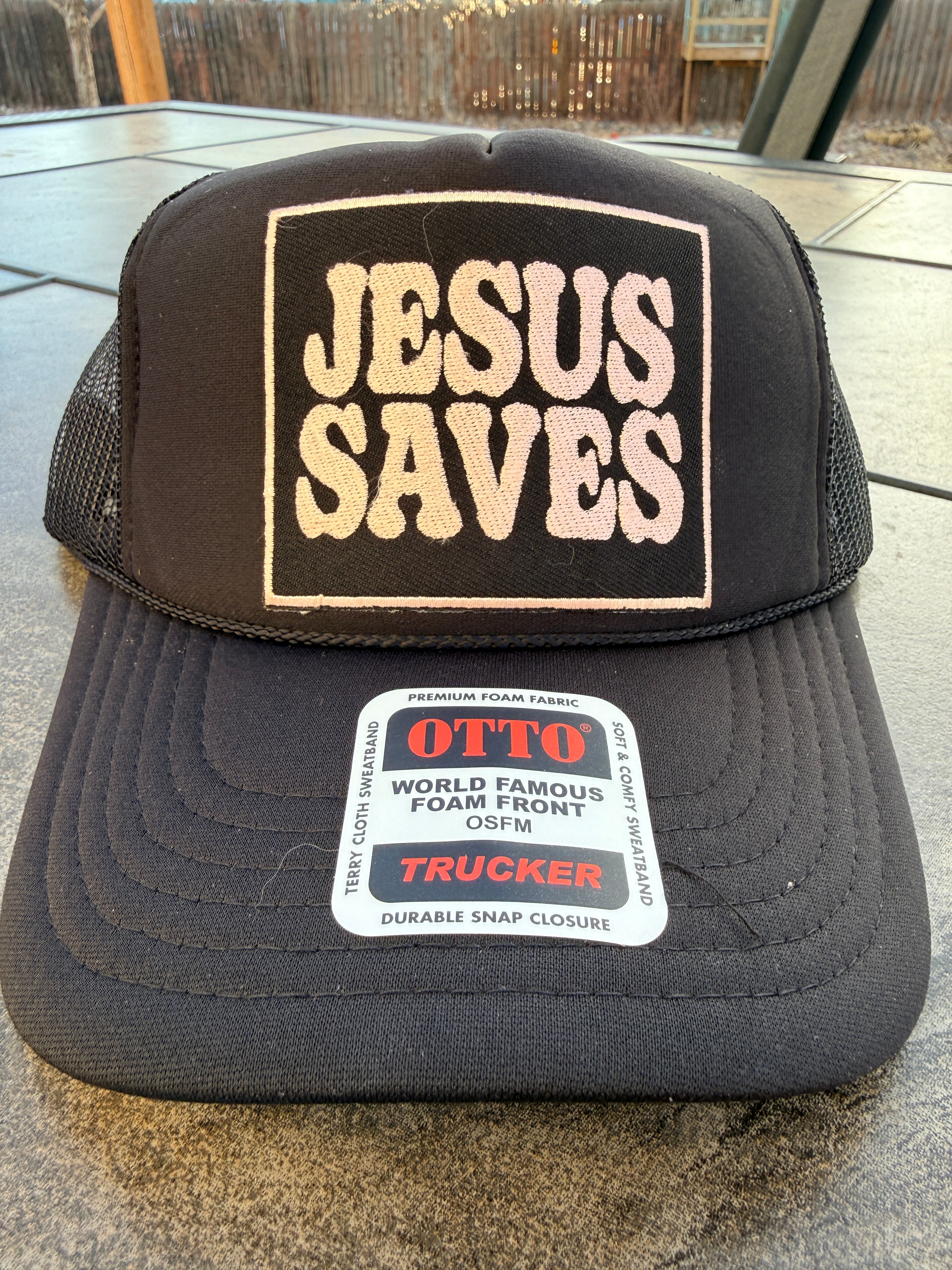 Jesus Saves Black Trucker Hat