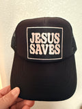 Jesus Saves Black Trucker Hat