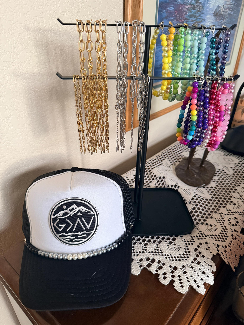 God is Greater black and white Trucker Hat