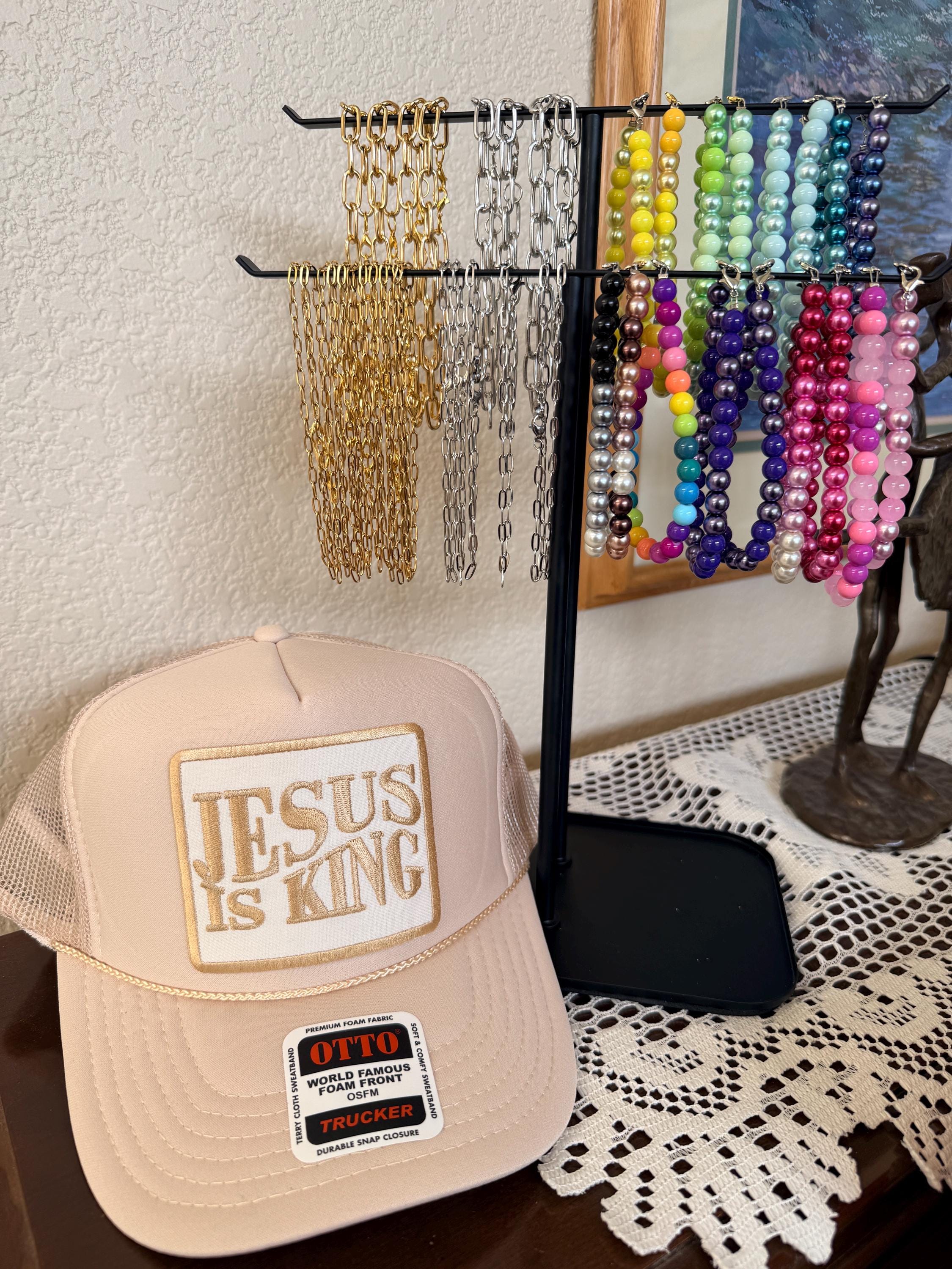 Jesus is King Tan Trucker Hat