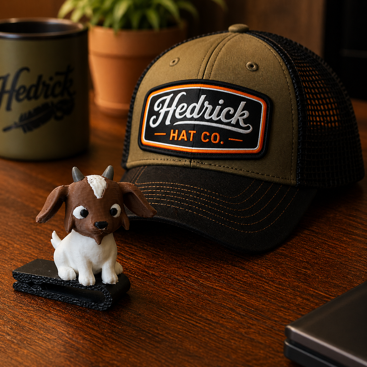 Goat BrimPets hat brim clip on Hedrick Hat Co trucker hat – kids hat accessory