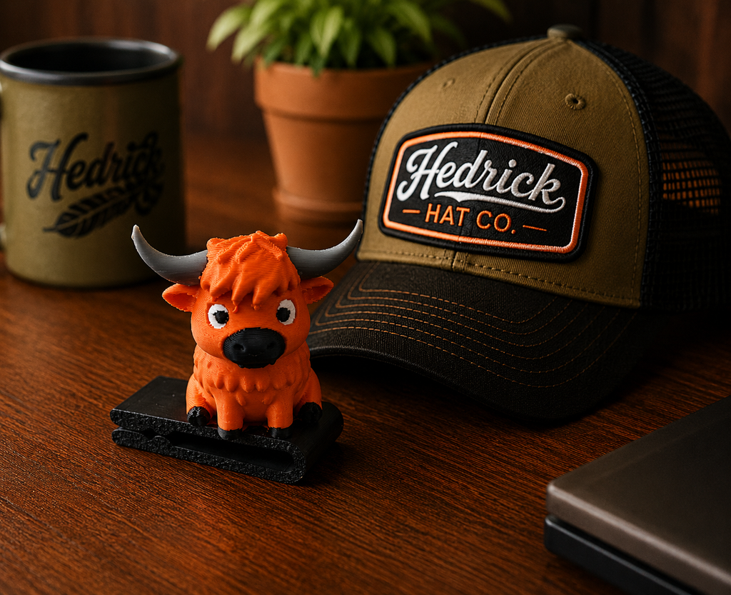 Fergus the Highland Cow BrimPets™ Hat Clip | Hat Accessory