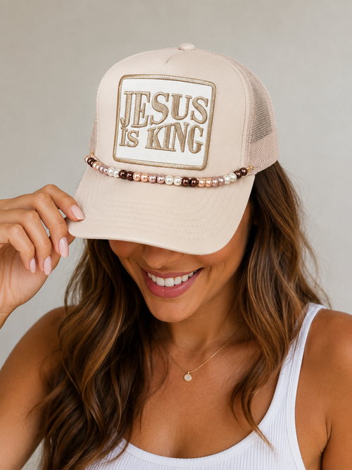 Jesus is King Tan Trucker Hat