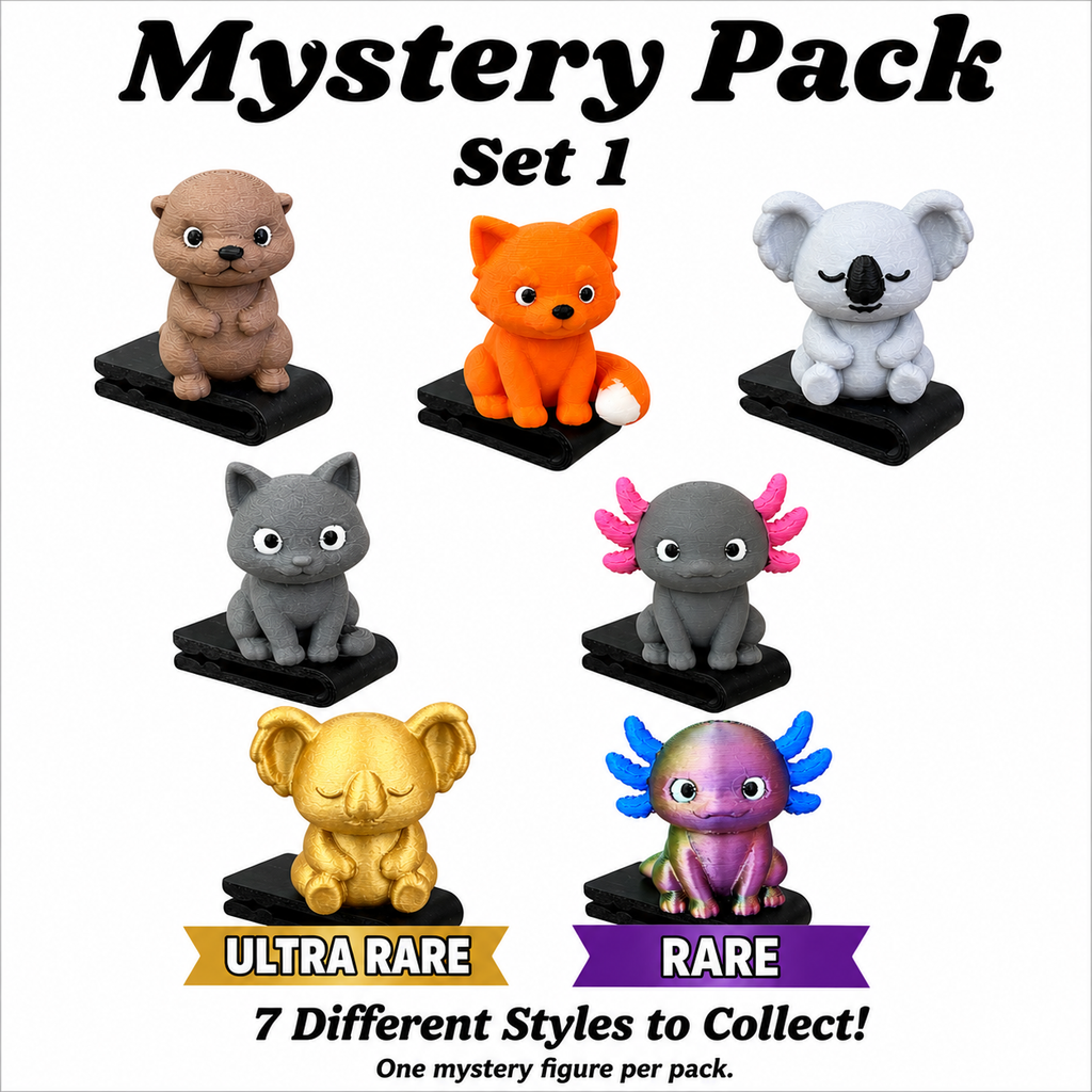set of 7 possible animal hat clips to collect in mystery packs
